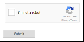 What the reCAPTCHA widget looks like to someone filling out a form